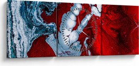 Obraz abstrakcyjnych plam (z zegarem) (90x30 cm)
