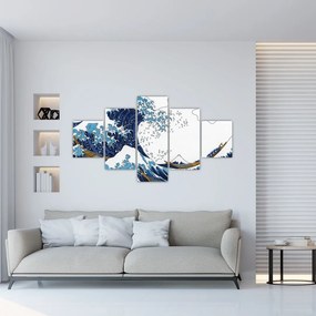Obraz - Japoński rysunek, fale (125x70 cm)
