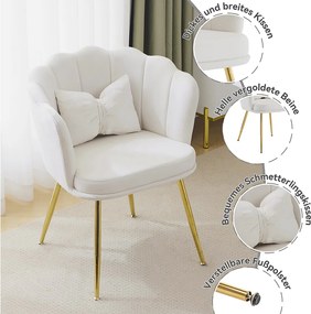 Conjunto de 4 cadeiras de veludo para sala de jantar - 62 x 54,5 x 77 cm - com encosto - Pernas de metal - Bege
