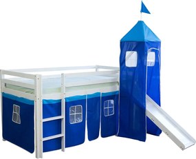 Łóżko piętrowe 90x200 cm niebieskie