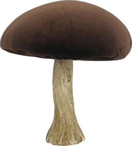 Dekoracja Velvet Mushroom 17 cm brown