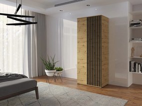 Szafa Otwierana Dwudrzwiowa Z LAMELAMI 80cm x 200cm ARTISAN| Półki + Wieszak