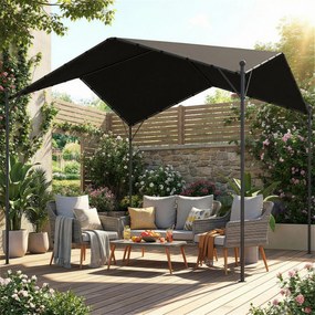 Outsunny Pergola Altana 3x3m Wodoodporna Stabilna Zimoodporna Ochrona Przed Słońcem ze Skośnym Dachem Wzmocnienia Trójkątne | Aosom PL