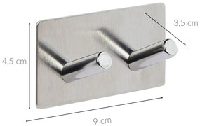Haczyk samoprzylepny STIKY+ 2 wieszaki, stal nierdzewna, 9 x 3,5 x 4,5 cm