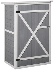 Outsunny Funkcjonalna Szopa Ogrodowa na Narzędzia - Półki, Czarno-Szaro-Biała, 75x56x115cm
