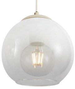 Lampa wisząca w stylu Art Deco beżowa z białym szkłem 7-źródłowa - Sandra ArtDeco Oswietlenie wewnetrzne