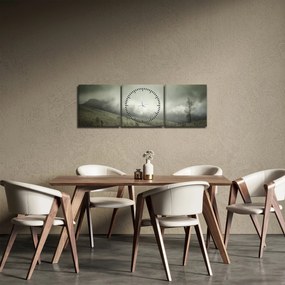 Obraz krajobrazu przed burzą (z zegarem) (90x30 cm)