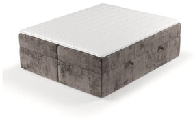 Brązowe łóżko boxspring ze schowkiem 200x200 cm Yoko – Maison de Rêve