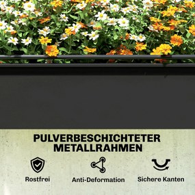 Outsunny Podwyższana grządka z nakładką szklarniową, pojemnik z otwieraną pokrywą, rolowane drzwi na zamek, otwór odpływowy Czarny | Aosom PL