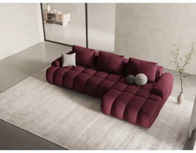 Bordowy rozkładany/ze schowkiem narożnik (prawostronny/z szezlongiem) Linz – Cosmopolitan Design