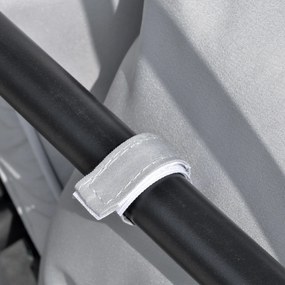 Outsunny huśtawka z dachem, huśtawka ogrodowa, Ławka bujana z funkcją leżenia, 3-osobowa, metal + poliester, biały, 209x114x170 cm