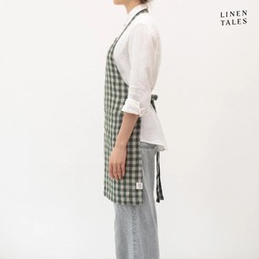 Lniany fartuch Forest Green Gingham – Linen Tales