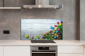 Szkło do Kuchni na Ścianę Wiosenne Jajka z Motylem