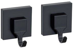 Czarne samoprzylepne plastikowe haczyki zestaw 2 szt. Quadro – Wenko
