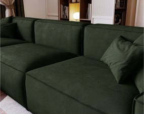 Emporius Figo narożnik w kształcie L - narożnik w nowoczesnym stylu bez pojemnika - prawostronny, tkanina aksamitna, zielony (Whisper 11)