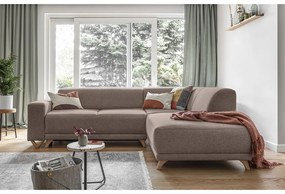 Brązowy rozkładany/ze schowkiem narożnik (prawostronny/w kształcie litery L) Classy Sophie – Miuform