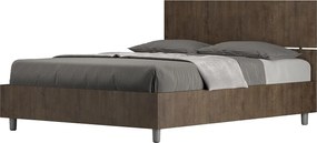 Łóżko bez stelaża 140x200 Prosty zagłówek orzech Demas