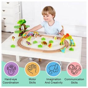 Tooky toy drewniana magnetyczna kolejka dinozaury + figurki