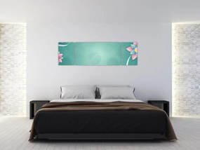Obraz - Koła z kwiatami (170x50 cm)