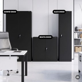 Szafa na akta kartotekowa na klucz czarna, 450x1850x600 mm: ALEX D600