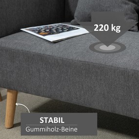 HOMCOM Nowoczesna sofa 2-osobowa z poduszkami, aksamitna kanapa szara 130x70x80 cm | Aosom PL