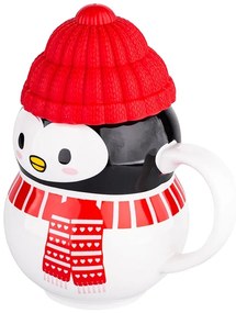 Altom Świąteczny kubek z silikonową pokrywką  Penguin, 350 ml