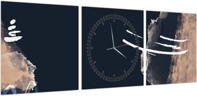 Obraz - Ciemnoniebieska abstrakcja (z zegarem) (90x30 cm)