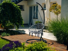 Szary wiszący fotel KOLUMBIA ze stojakiem