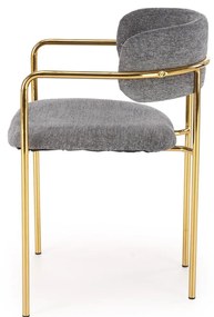 Krzesło Jadalniane Popielaty, K537 Tkanina RAVEN, Złoty Chrom, Glamour