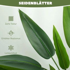 HOMCOM Sztuczna Roślina w Cementowej Doniczce, 18 Listków, Plastik, Zielony