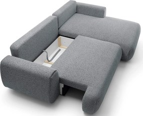 Popielata kanapa narożna rozkładana z pojemnikiem F4-L82