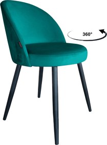 Krzesło TRIX tkanina Welur noga metalowa : Kolor nogi - Czarna stożek, Kolor tkaniny - VELVET - MG20, Typ siedziska - Siedzisko obrotowe 360°