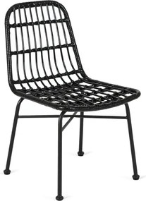 Krzesło Ogrodowe Rattanowe WALDI Czarne Boho