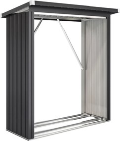 Schowek na drewno opałowe Outsunny — stalowy, podwyższone dno, dach jednospadowy, 150×66,5×150 cm, ciemnoszary