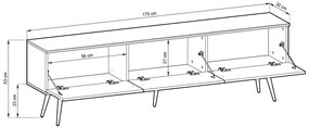 Szafka RTV KARL 3D 175cm wisząca/stojąca czarny mat  PIASKI Meble