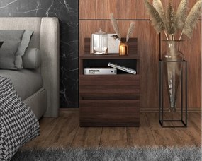 Duża Szafka Nocna Dąb Wenge 40 CM 2 Szuflady 1 Półka Stolik Nakastlik 40x32x59 CM