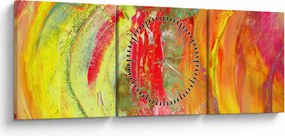 Obraz abstrakcji - malarstwo (z zegarem) (90x30 cm)