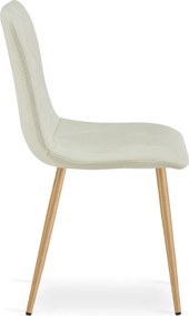 Beżowe pikowane krzesło tapicerowane na metalowych nogach K4-L23