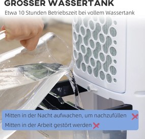 HOMCOM Min-Klimatyzator Klimatyzator Przenośny do pomieszczeń, 3 tryby, funkcja czasomierza, 24,5 cm x 27 cm x 60 cm, Kremowy + Czarny