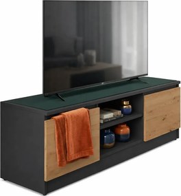 Industrialna Szafka Rtv Antracyt + Dąb Artisan M0-H25
