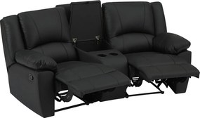 Kanapa 2-osobowa z funkcją relax z czarnej skóry bydlęcej - AROMA