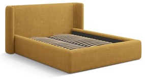 Musztardowe tapicerowane łóżko dwuosobowe ze schowkiem ze stelażem 180x200 cm Jason – Windsor &amp; Co Sofas
