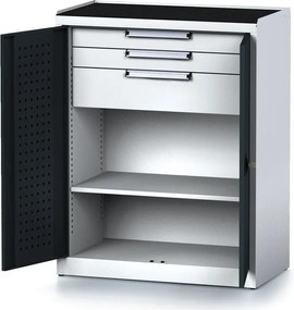 Szafa warsztatowa MECHANIC, 1170 x 920 x 500 mm, 2 półki, 2 szuflady, grafitowe drzwi