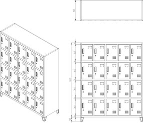 Szafa BHP 20-skrytkowa 136x45x172 cm Robert szara