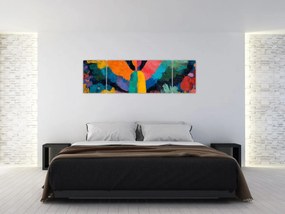 Obraz - Abstrakcyjny anioł z kwiatami (170x50 cm)
