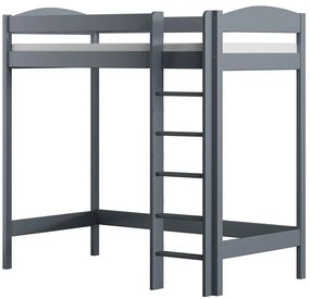 Szare łóżko dziecięce na antresoli z materacem M1-S90