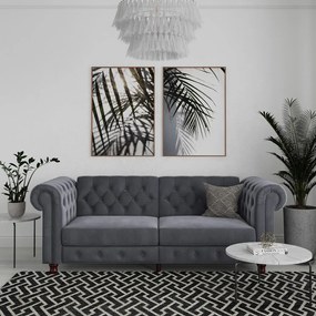 Ciemnoszara aksamitna rozkładana sofa 236 cm Felix – Støraa