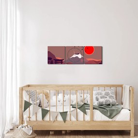 Obraz - Ilustracja góry Fuji (z zegarem) (90x30 cm)