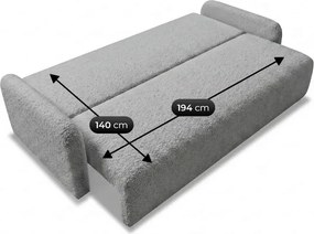 Sofa DUO Rozkładana Dwuosobowa Ciemnoszara Boucle Japandi
