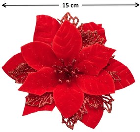 Świąteczna dekoracja Poinsettia z pajączkiem,zestaw 6 szt.